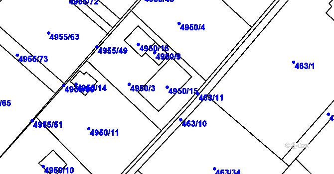 Parcela st. 4950/15 v KÚ Mělník, Katastrální mapa