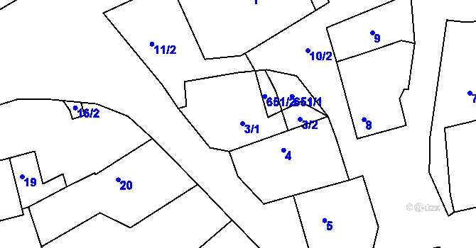 Parcela st. 3 v KÚ Vehlovice, Katastrální mapa