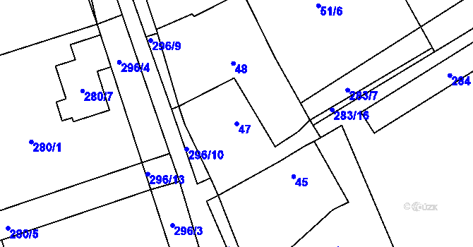 Parcela st. 47 v KÚ Vehlovice, Katastrální mapa