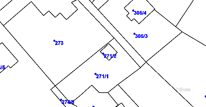 Parcela st. 271/2 v KÚ Vehlovice, Katastrální mapa