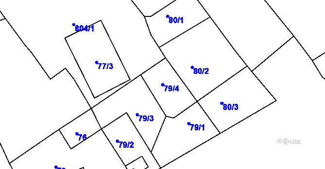 Parcela st. 79/4 v KÚ Vehlovice, Katastrální mapa