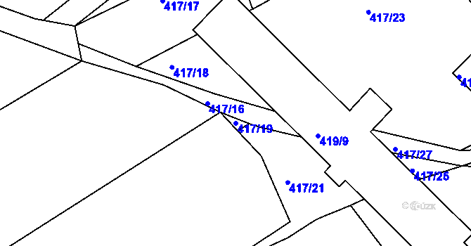 Parcela st. 417/19 v KÚ Vehlovice, Katastrální mapa