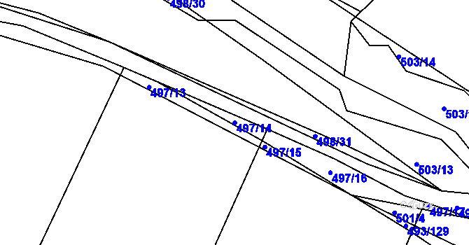 Parcela st. 497/14 v KÚ Vehlovice, Katastrální mapa