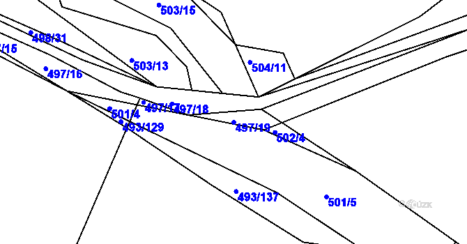 Parcela st. 497/19 v KÚ Vehlovice, Katastrální mapa