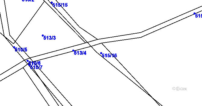 Parcela st. 515/16 v KÚ Vehlovice, Katastrální mapa