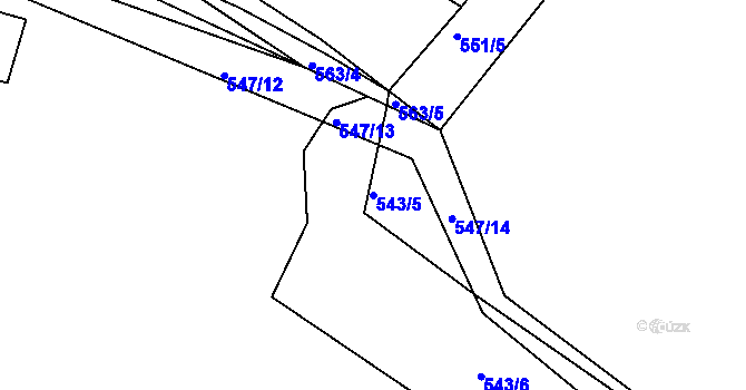 Parcela st. 543/5 v KÚ Vehlovice, Katastrální mapa