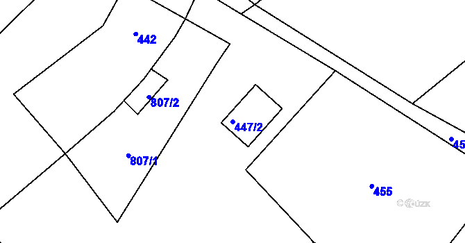 Parcela st. 447/2 v KÚ Vehlovice, Katastrální mapa