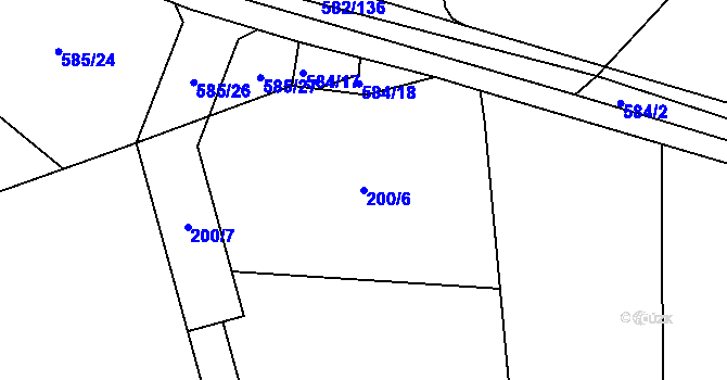 Parcela st. 200/6 v KÚ Vehlovice, Katastrální mapa