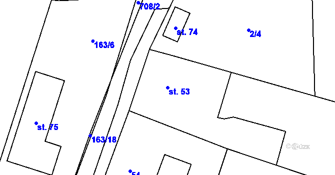 Parcela st. 53 v KÚ Korno, Katastrální mapa