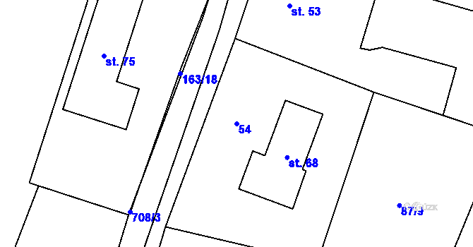 Parcela st. 54 v KÚ Korno, Katastrální mapa
