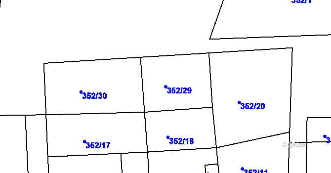 Parcela st. 352/29 v KÚ Korno, Katastrální mapa