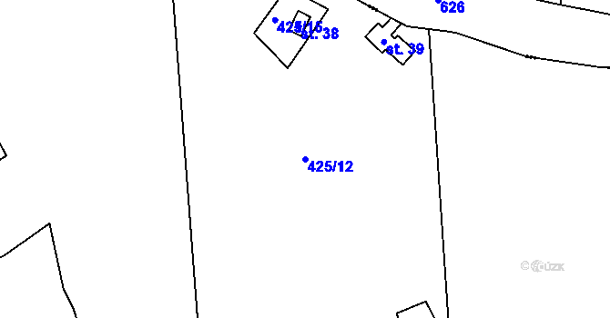 Parcela st. 425/12 v KÚ Korno, Katastrální mapa