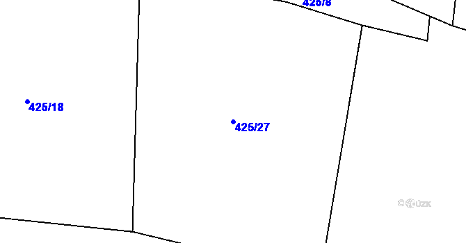 Parcela st. 425/27 v KÚ Korno, Katastrální mapa