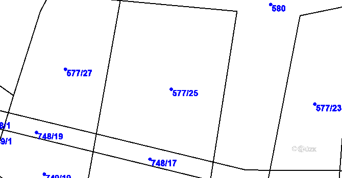 Parcela st. 577/25 v KÚ Korno, Katastrální mapa