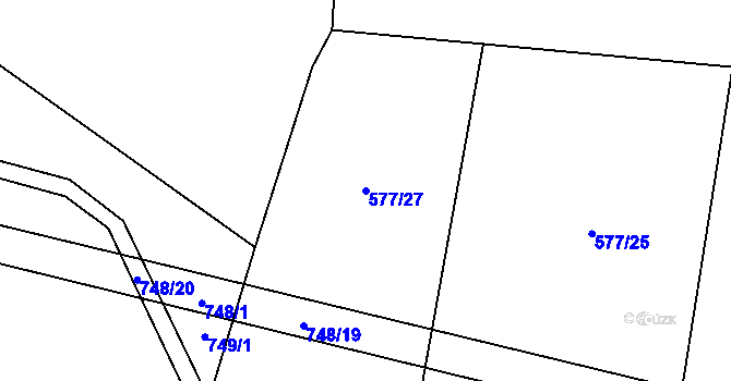 Parcela st. 577/27 v KÚ Korno, Katastrální mapa