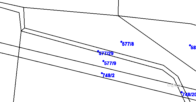 Parcela st. 577/29 v KÚ Korno, Katastrální mapa