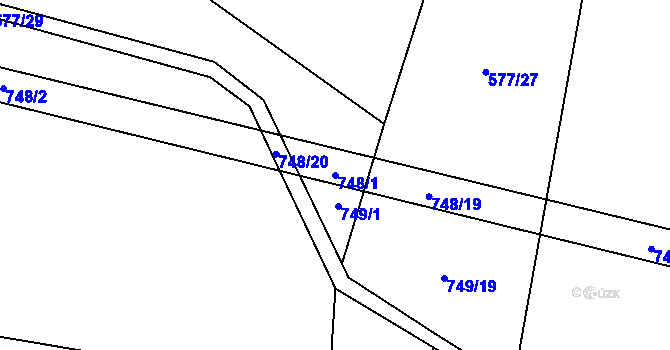 Parcela st. 748/1 v KÚ Korno, Katastrální mapa