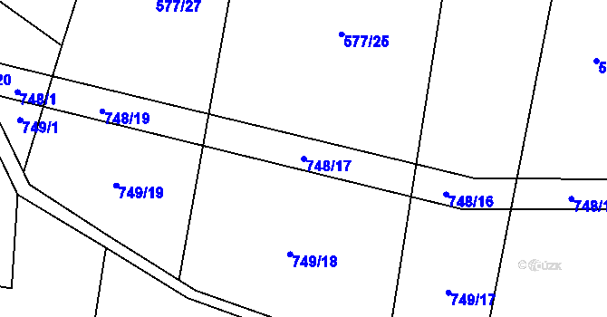 Parcela st. 748/17 v KÚ Korno, Katastrální mapa