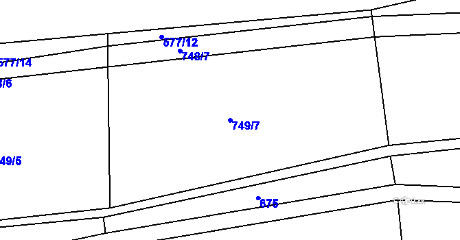 Parcela st. 749/7 v KÚ Korno, Katastrální mapa