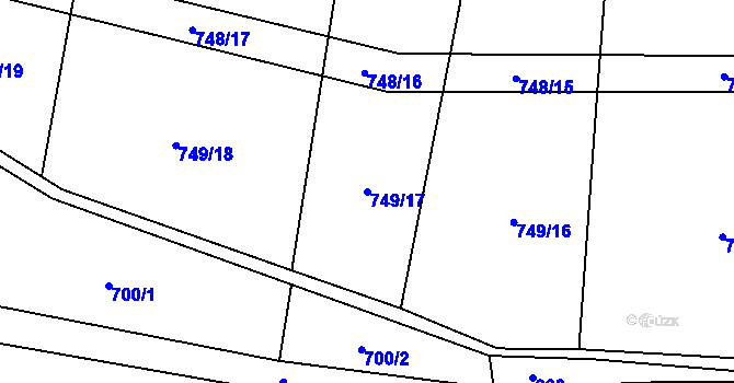 Parcela st. 749/17 v KÚ Korno, Katastrální mapa