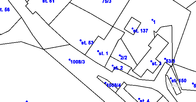 Parcela st. 1 v KÚ Měňany, Katastrální mapa