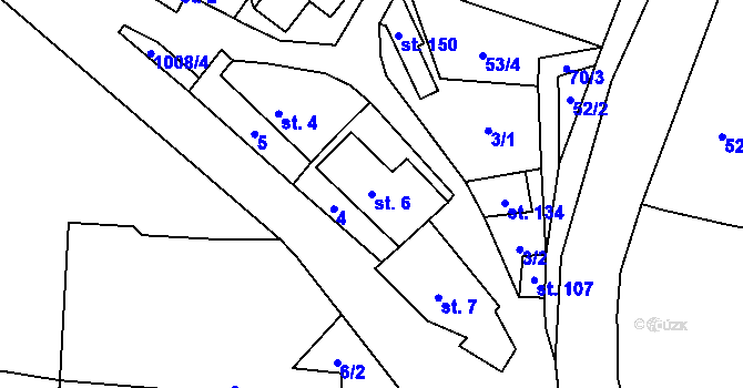 Parcela st. 6 v KÚ Měňany, Katastrální mapa