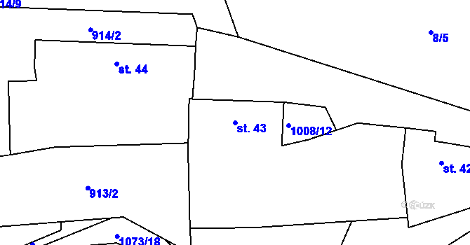 Parcela st. 43 v KÚ Měňany, Katastrální mapa