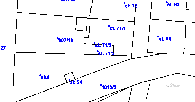 Parcela st. 71/2 v KÚ Měňany, Katastrální mapa