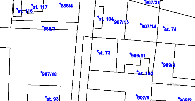Parcela st. 73 v KÚ Měňany, Katastrální mapa