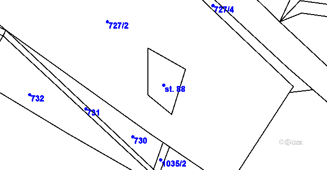 Parcela st. 88 v KÚ Měňany, Katastrální mapa