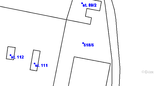 Parcela st. 518/5 v KÚ Měňany, Katastrální mapa