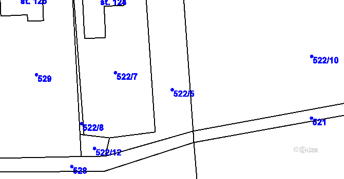 Parcela st. 522/5 v KÚ Měňany, Katastrální mapa