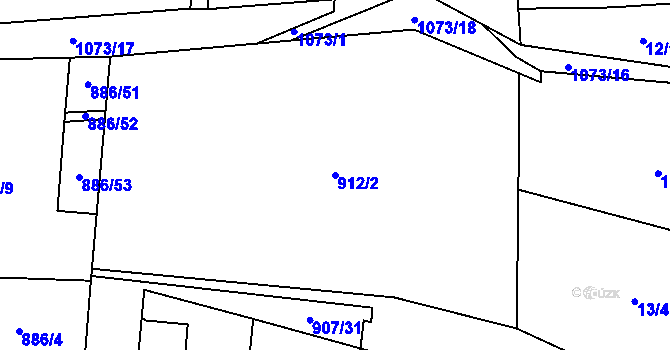 Parcela st. 912/2 v KÚ Měňany, Katastrální mapa