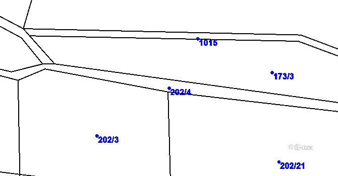 Parcela st. 202/4 v KÚ Měňany, Katastrální mapa