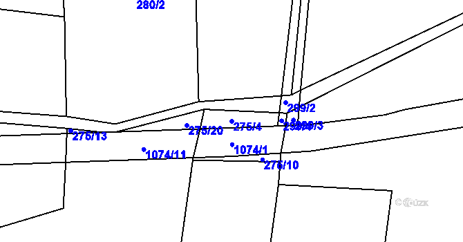 Parcela st. 275/4 v KÚ Měňany, Katastrální mapa