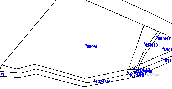 Parcela st. 690/4 v KÚ Měňany, Katastrální mapa