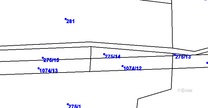 Parcela st. 275/14 v KÚ Měňany, Katastrální mapa