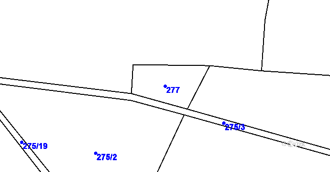 Parcela st. 277 v KÚ Měňany, Katastrální mapa