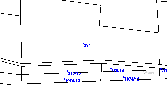 Parcela st. 281 v KÚ Měňany, Katastrální mapa