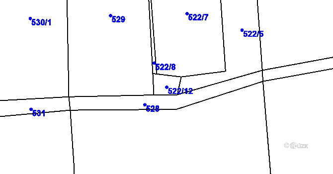Parcela st. 522/12 v KÚ Měňany, Katastrální mapa