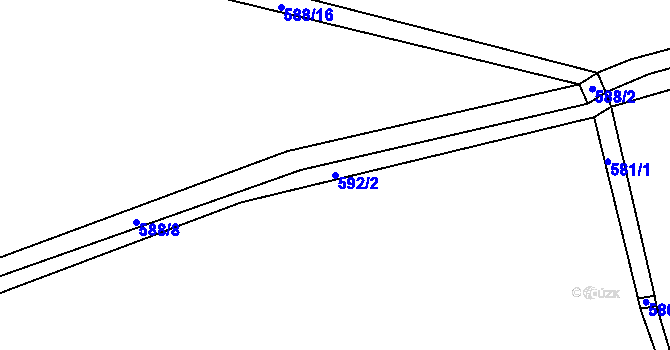 Parcela st. 592/2 v KÚ Měňany, Katastrální mapa