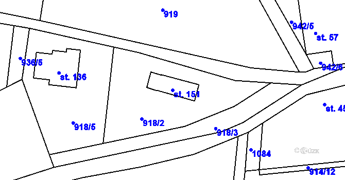 Parcela st. 151 v KÚ Měňany, Katastrální mapa