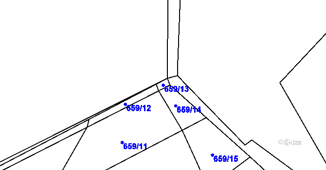 Parcela st. 659/13 v KÚ Měňany, Katastrální mapa