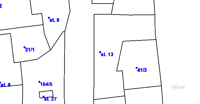 Parcela st. 13 v KÚ Tobolka, Katastrální mapa