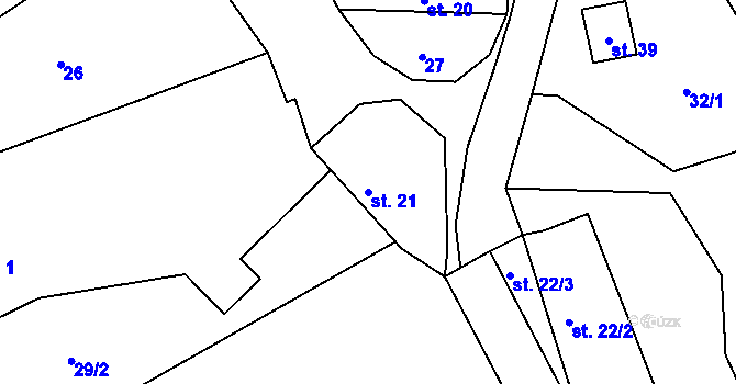 Parcela st. 21 v KÚ Tobolka, Katastrální mapa