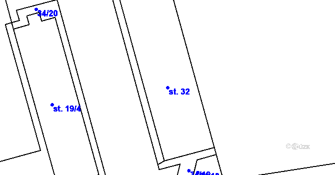 Parcela st. 32 v KÚ Tobolka, Katastrální mapa