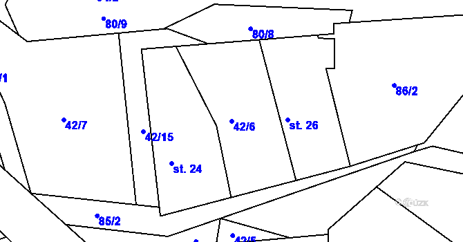 Parcela st. 42/6 v KÚ Tobolka, Katastrální mapa