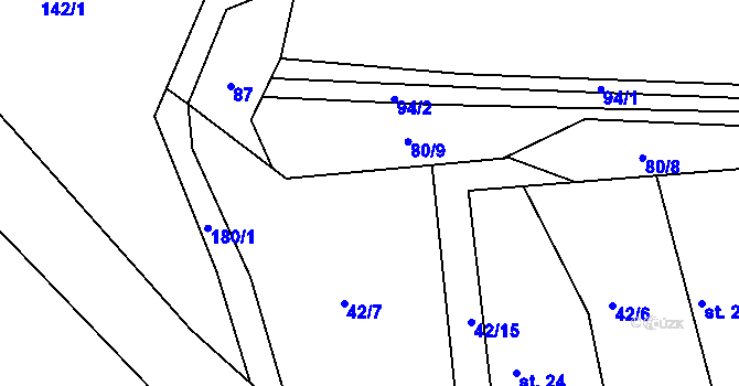Parcela st. 42/8 v KÚ Tobolka, Katastrální mapa