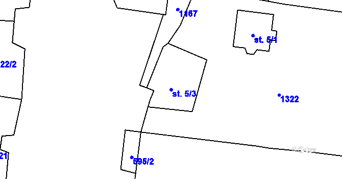Parcela st. 5/3 v KÚ Lovčovice, Katastrální mapa