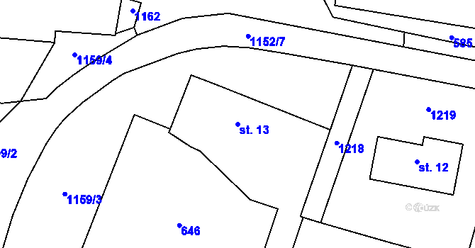 Parcela st. 13 v KÚ Lovčovice, Katastrální mapa